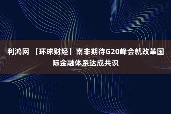 利鸿网 【环球财经】南非期待G20峰会就改革国际金融体系达成共识
