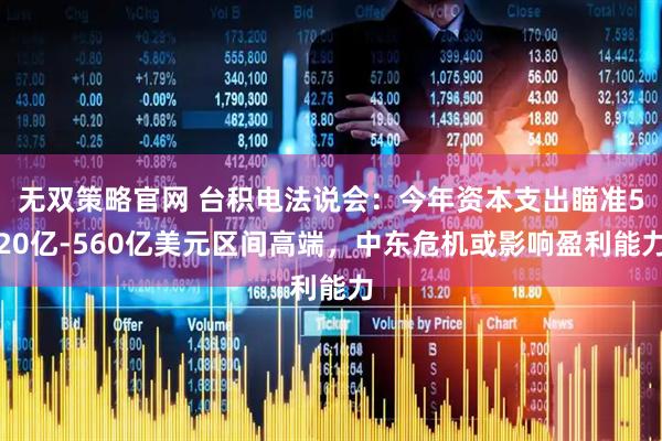 无双策略官网 台积电法说会：今年资本支出瞄准520亿-560亿美元区间高端，中东危机或影响盈利能力