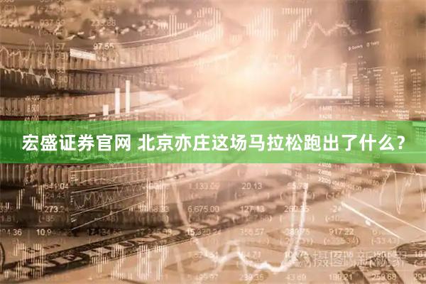 宏盛证券官网 北京亦庄这场马拉松跑出了什么？